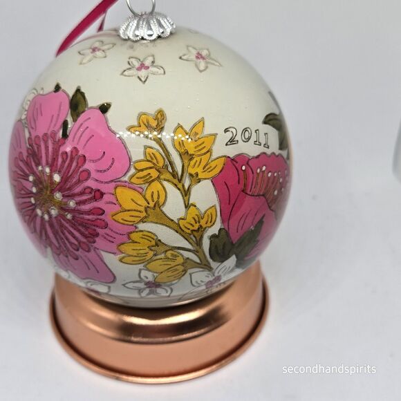 Vera Bradley 2011 Tea Garden Glass Ball Ornament Christmas W Box - Picture 8 of 9